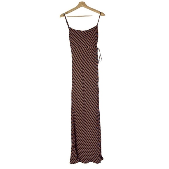 Olivaceous Purple & Orange Striped Fitted Straight Maxi Dress S - Picture 1 of 4